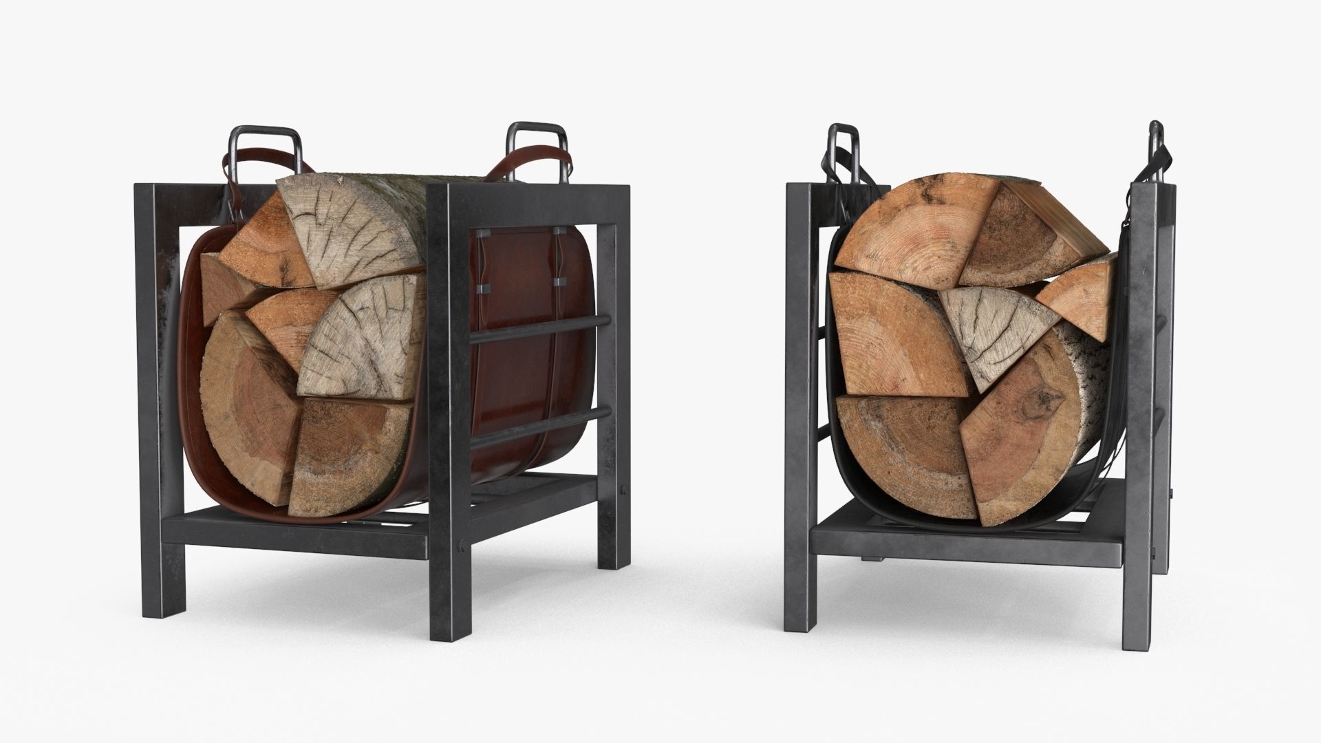 Firewood Log Rack 2 colors Low-poly 3D model_13