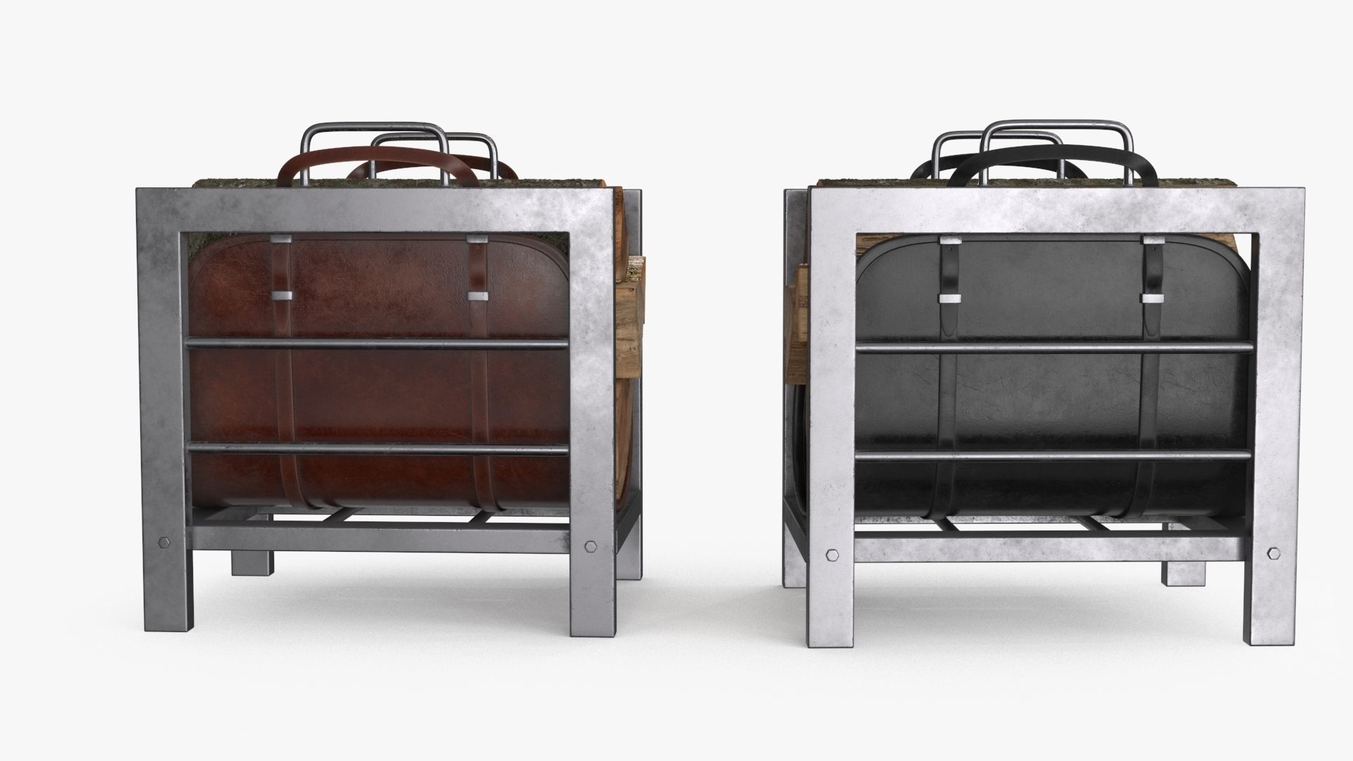 Firewood Log Rack 2 colors Low-poly 3D model_4