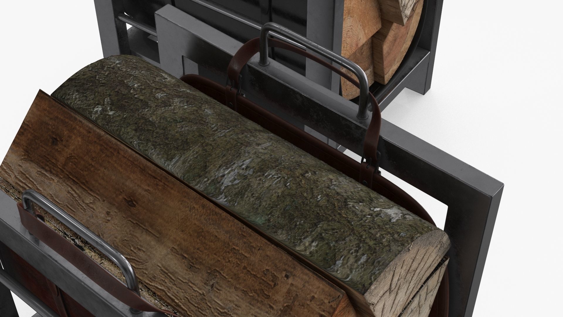 Firewood Log Rack 2 colors Low-poly 3D model_16