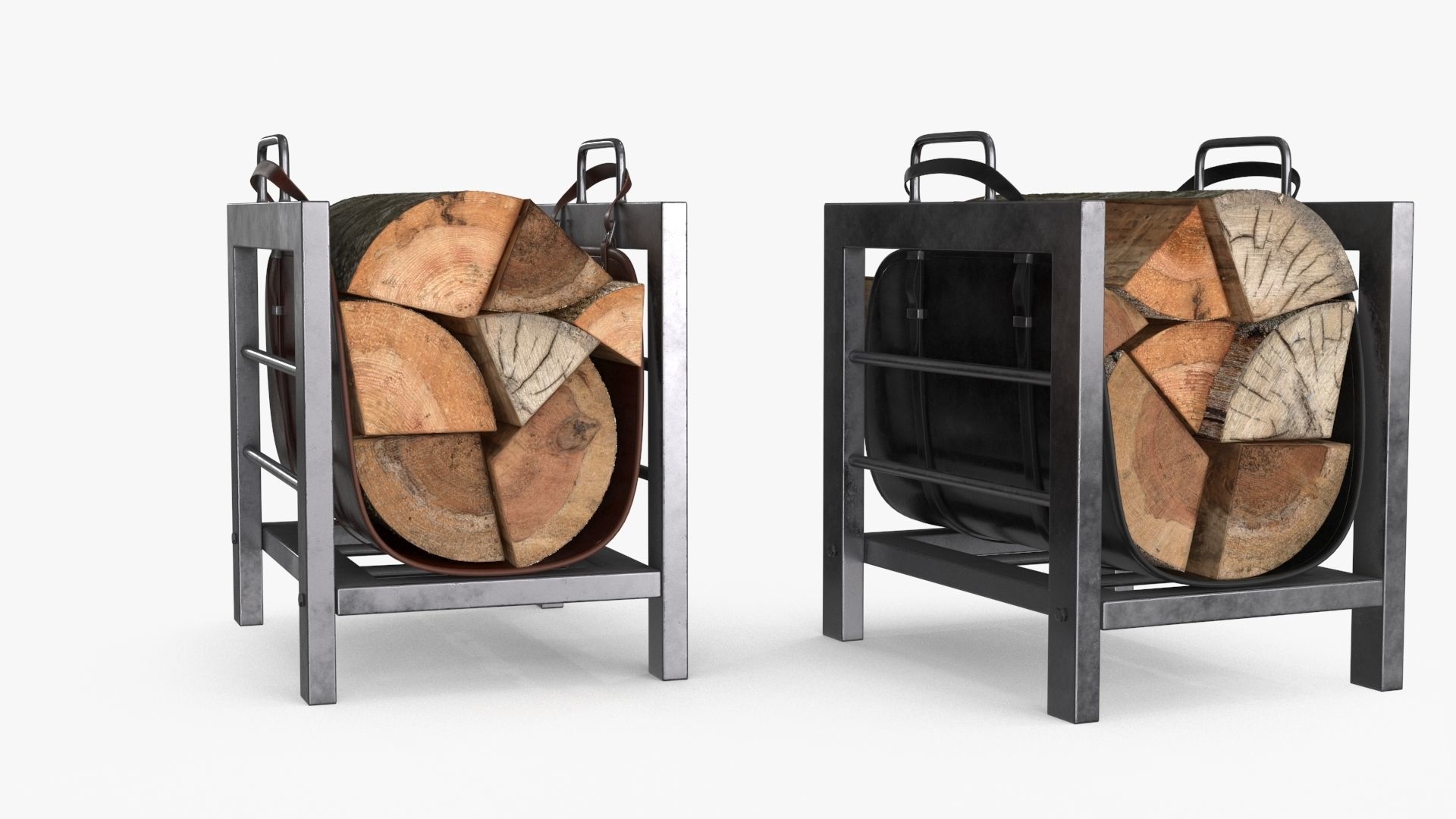 Firewood Log Rack 2 colors Low-poly 3D model_6