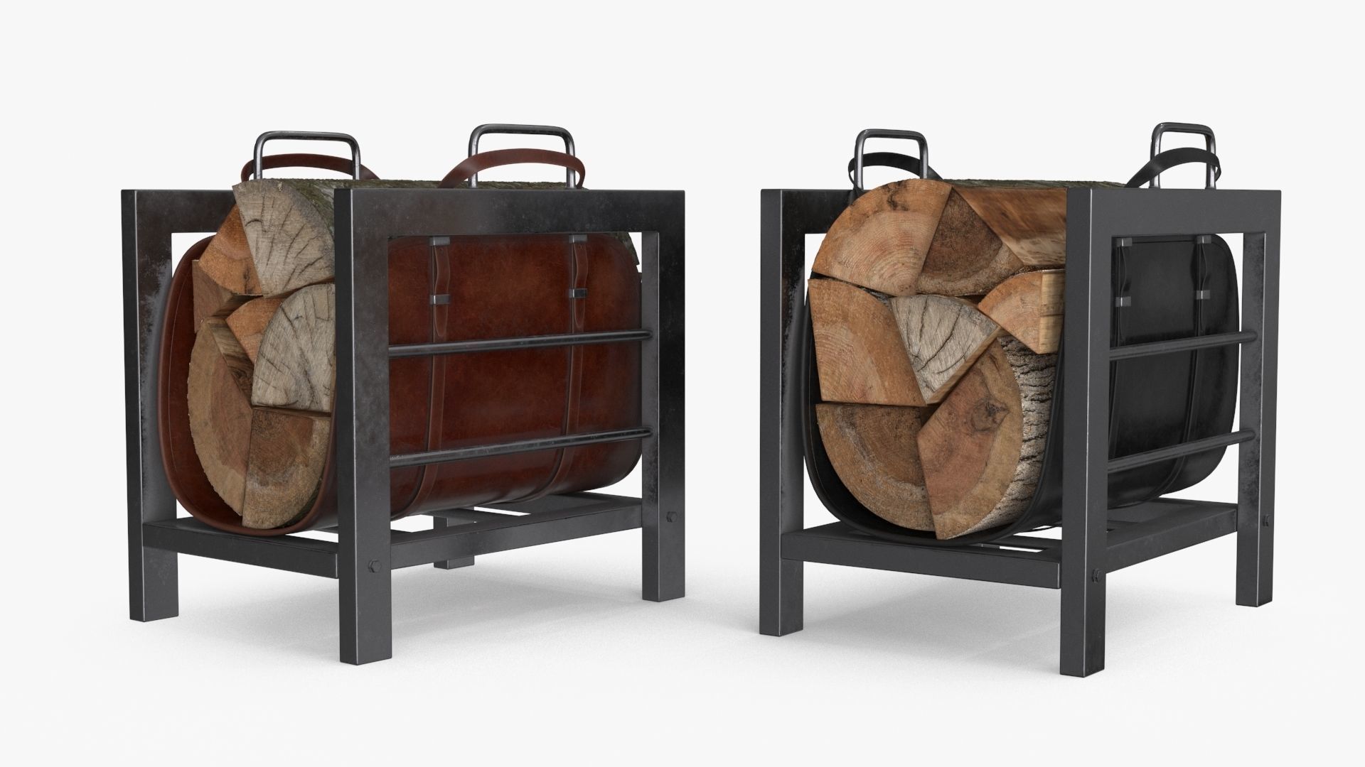 Firewood Log Rack 2 colors Low-poly 3D model_2