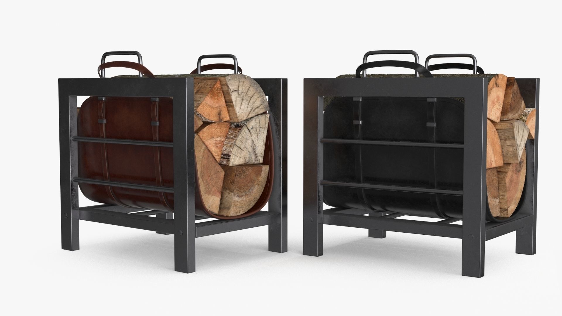 Firewood Log Rack 2 colors Low-poly 3D model_11