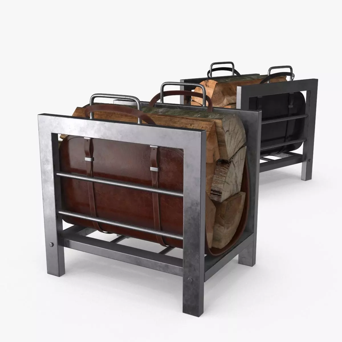 Firewood Log Rack 2 colors Low-poly 3D model_0