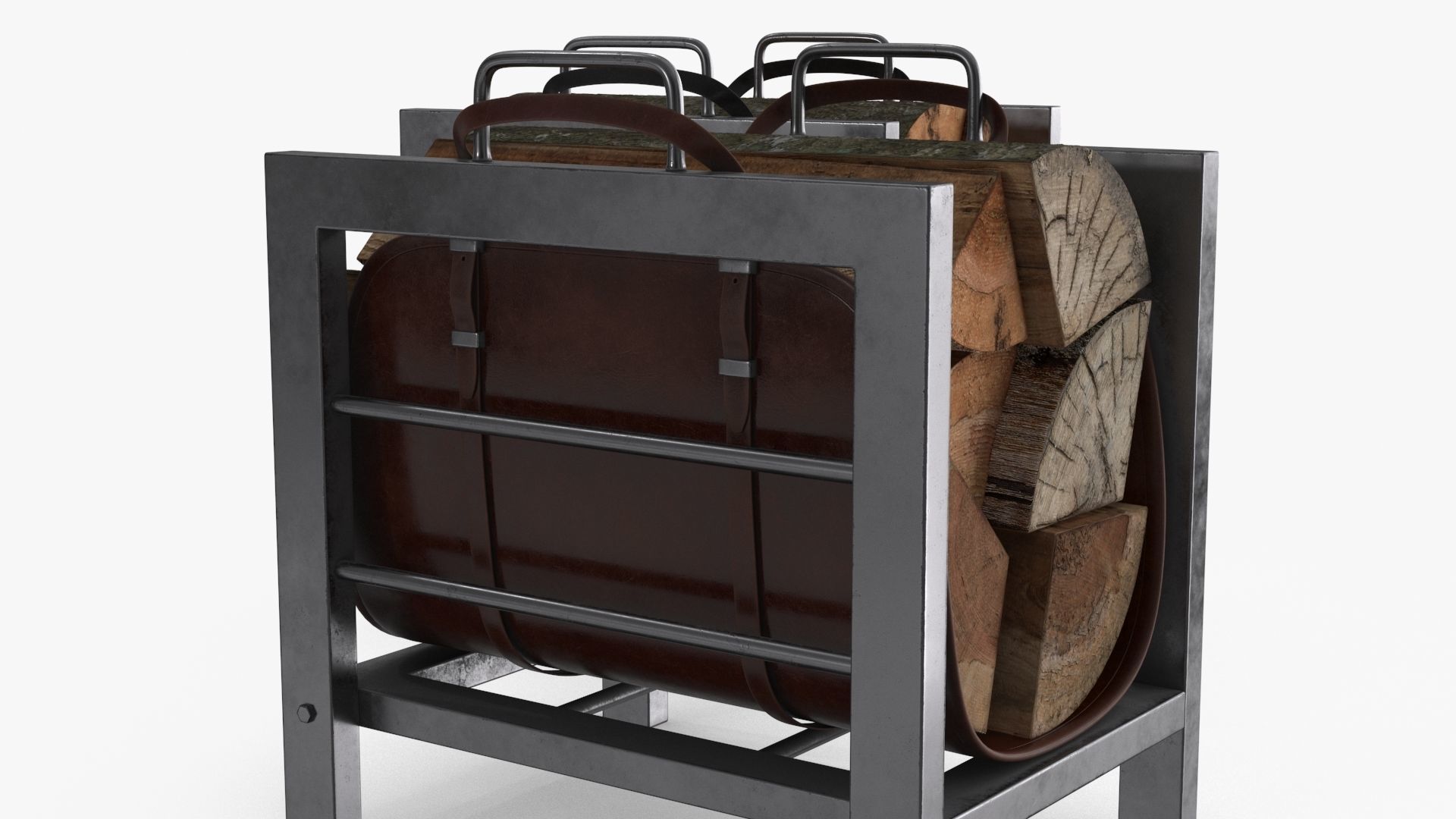 Firewood Log Rack 2 colors Low-poly 3D model_17