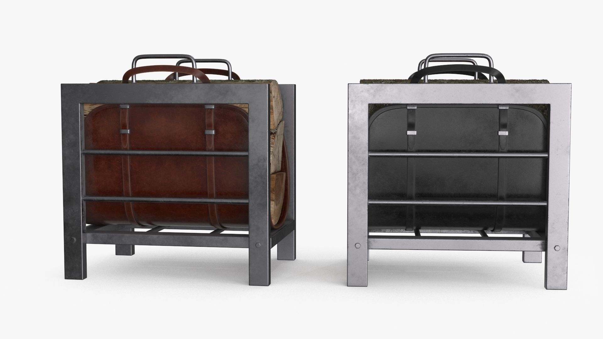 Firewood Log Rack 2 colors Low-poly 3D model_10