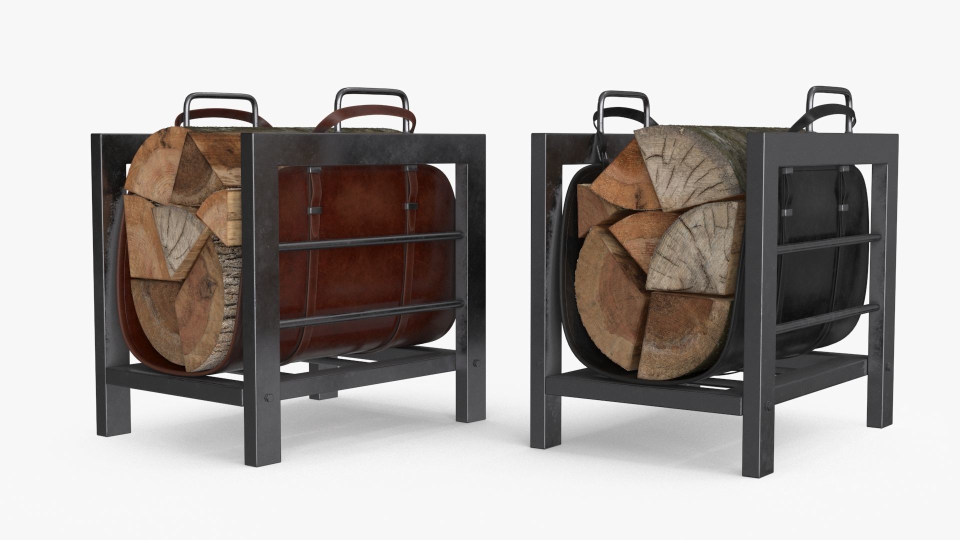 Firewood Log Rack 2 colors Low-poly 3D model_8