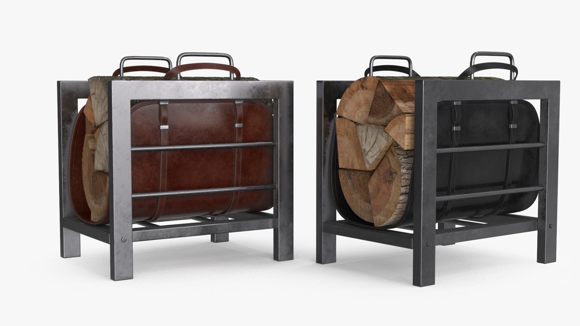 Firewood Log Rack 2 colors Low-poly 3D model_3