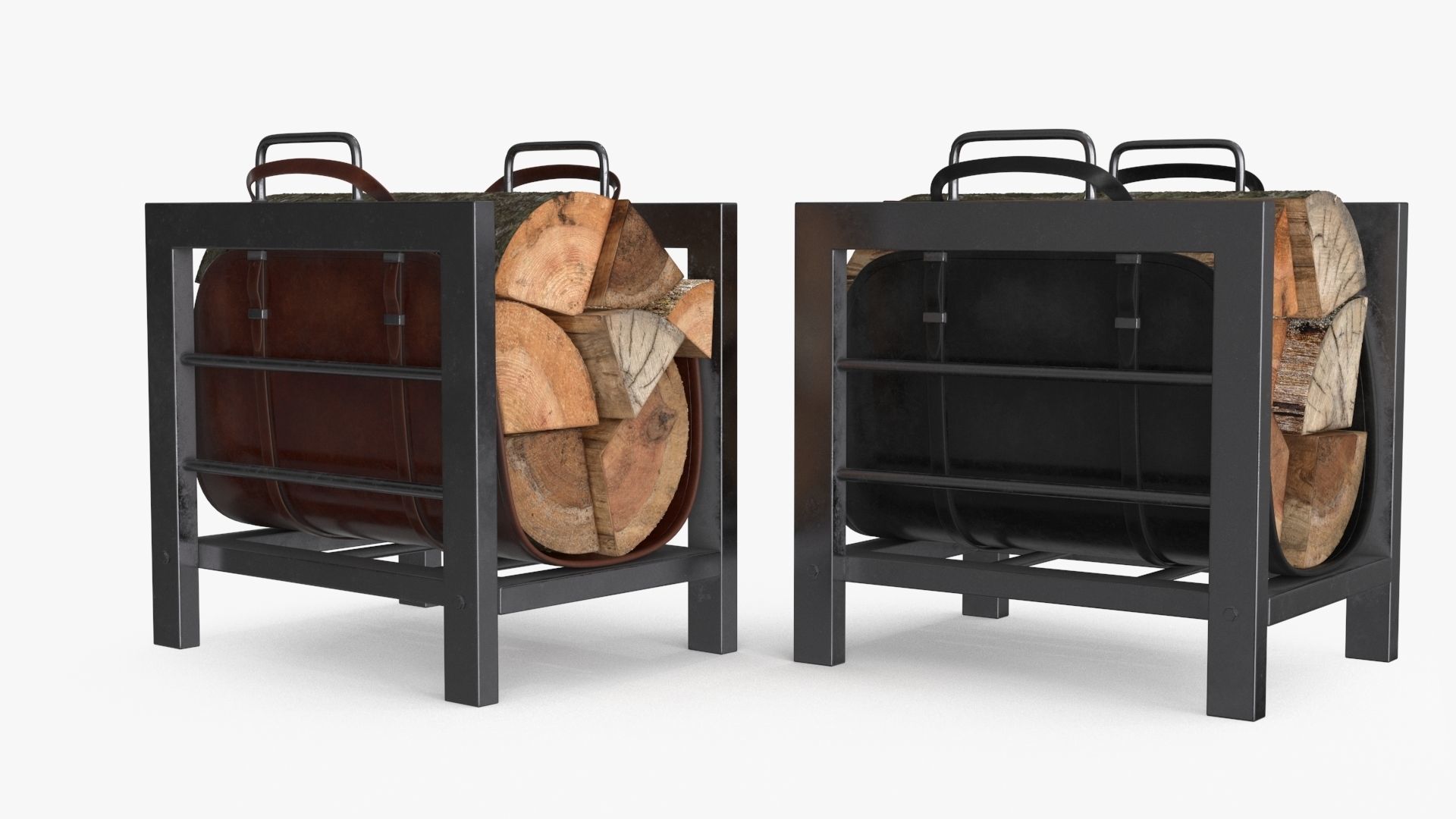 Firewood Log Rack 2 colors Low-poly 3D model_5