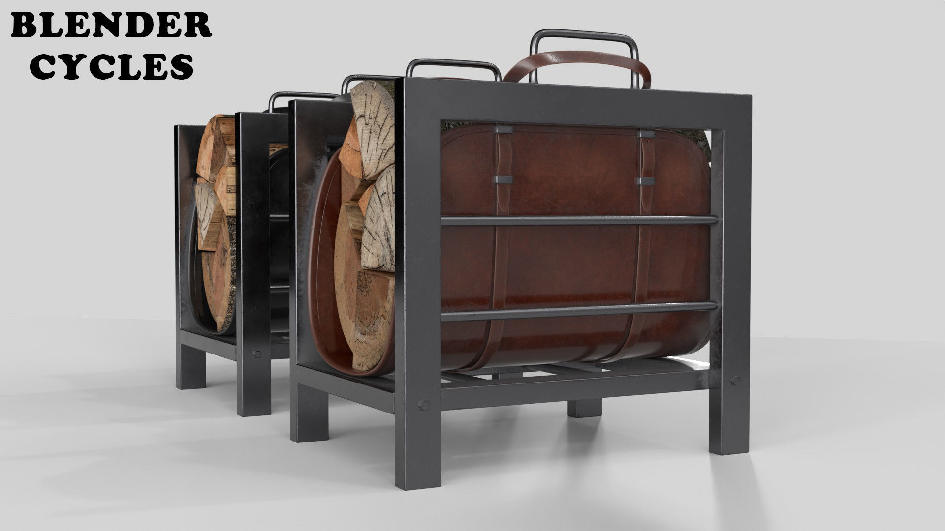 Firewood Log Rack 2 colors Low-poly 3D model_19