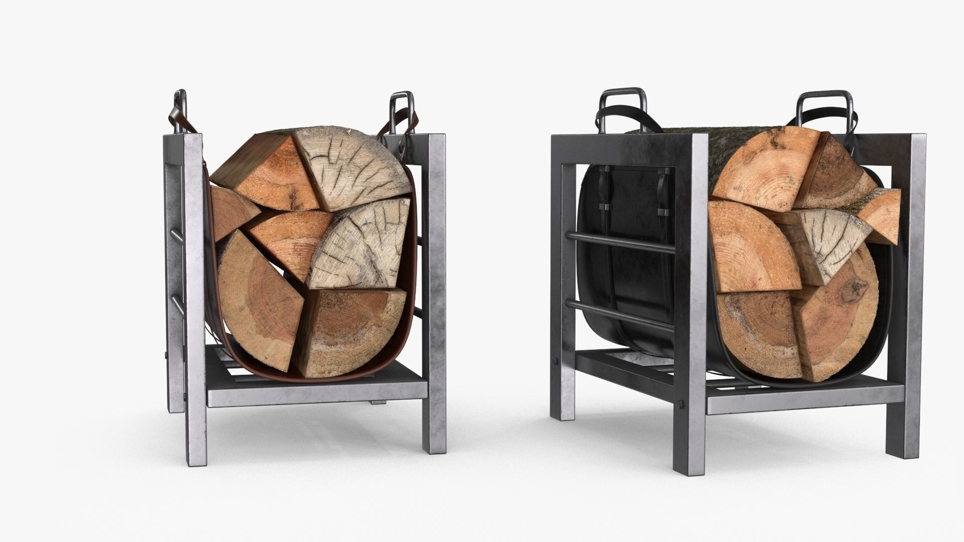 Firewood Log Rack 2 colors Low-poly 3D model_12