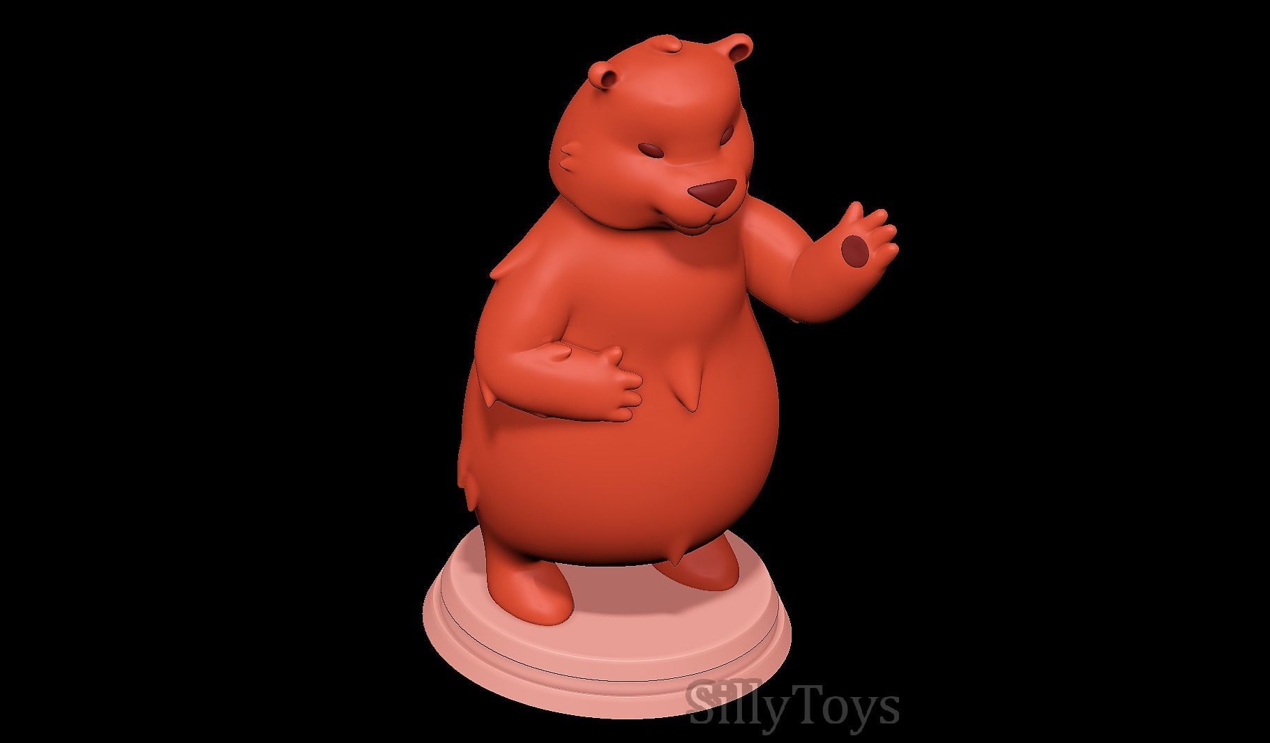 Bear cartoon 3D print model_5