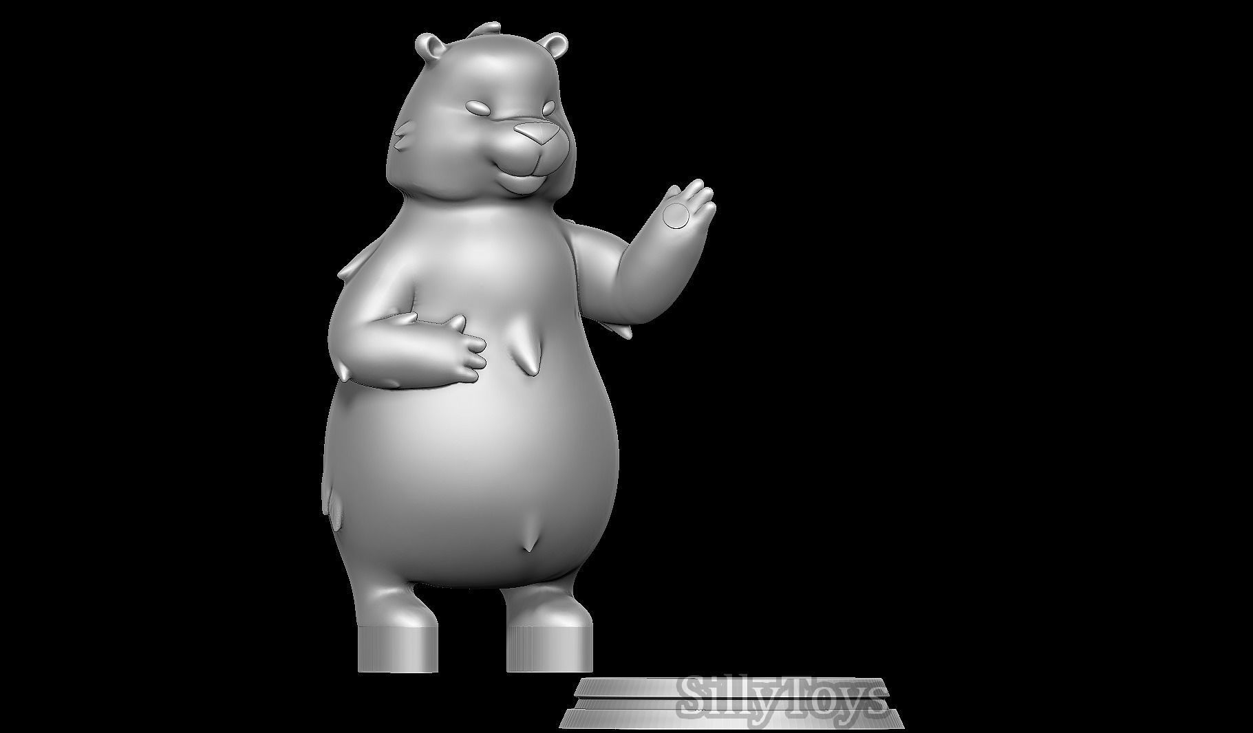 Bear cartoon 3D print model_7