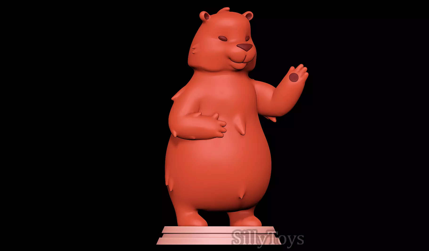 Bear cartoon 3D print model_0
