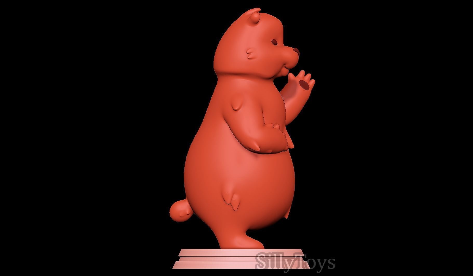Bear cartoon 3D print model_4