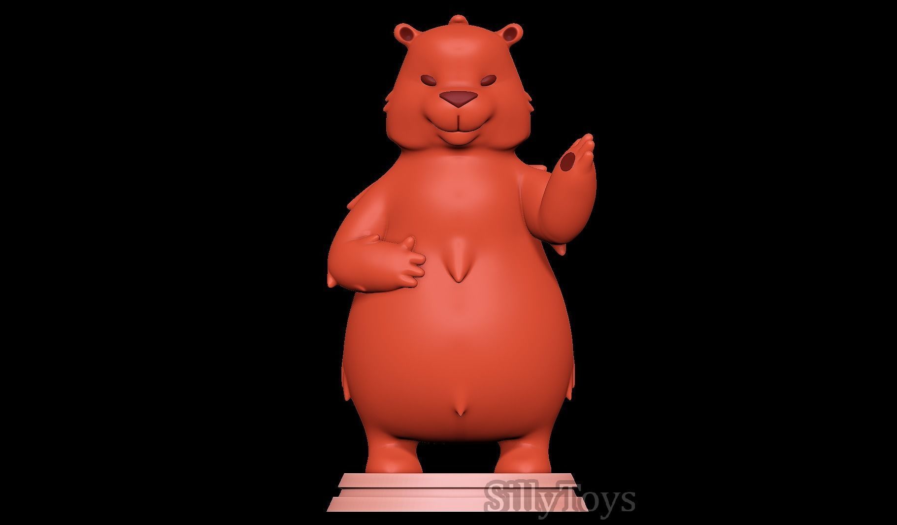 Bear cartoon 3D print model_1