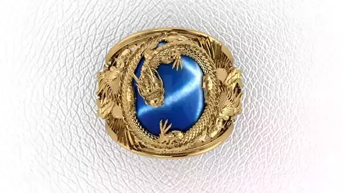 Dragon Rings with Phoenix oval ring 3D print model