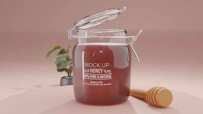 3d Glass honey jar 3D model