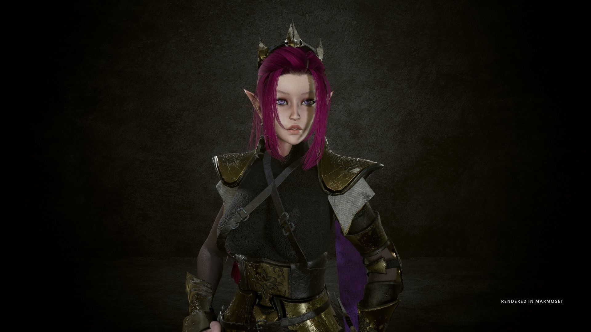 Dark Elf Rogue Girl Low-poly 3D model_7