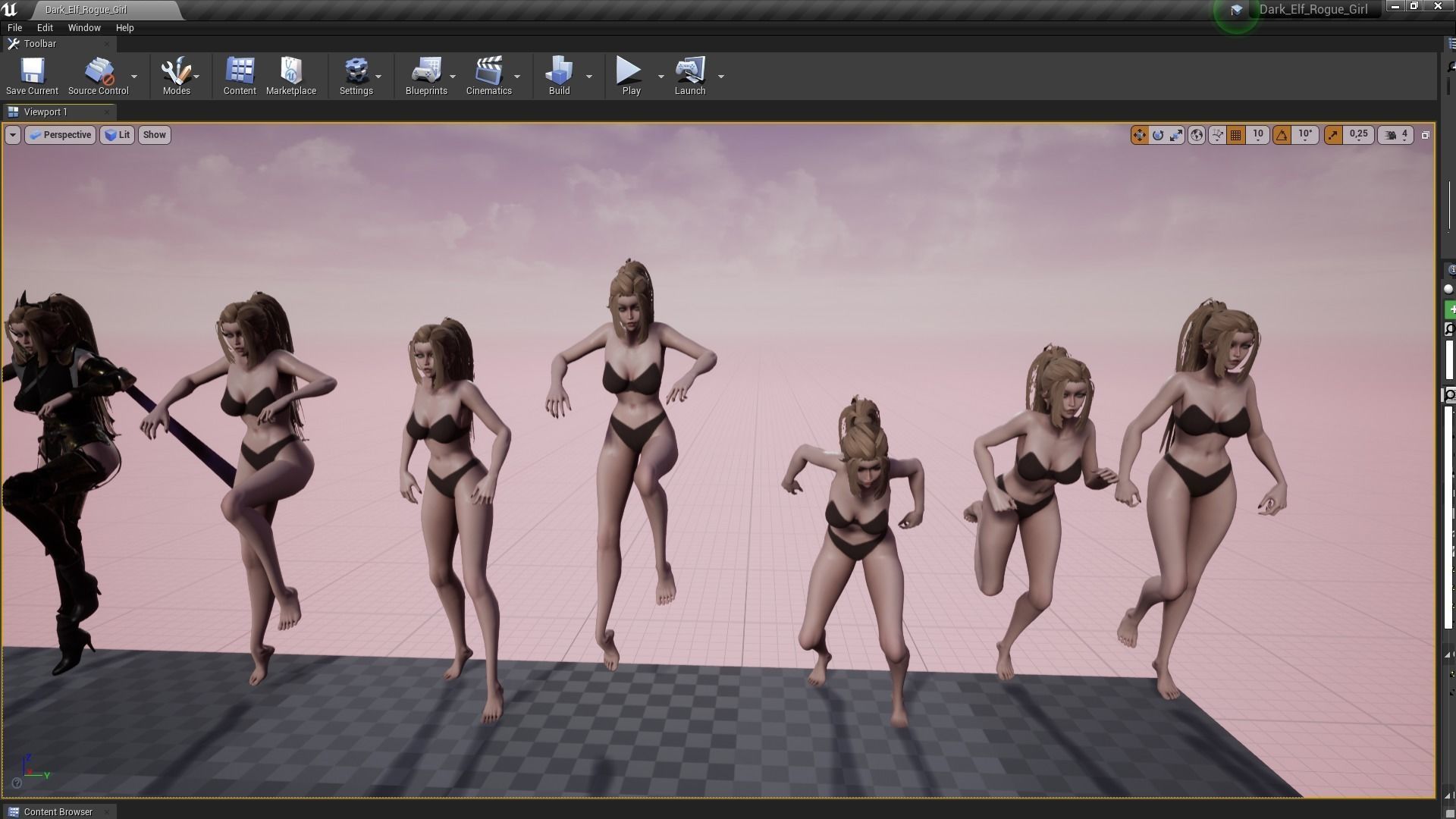 Dark Elf Rogue Girl Low-poly 3D model_11