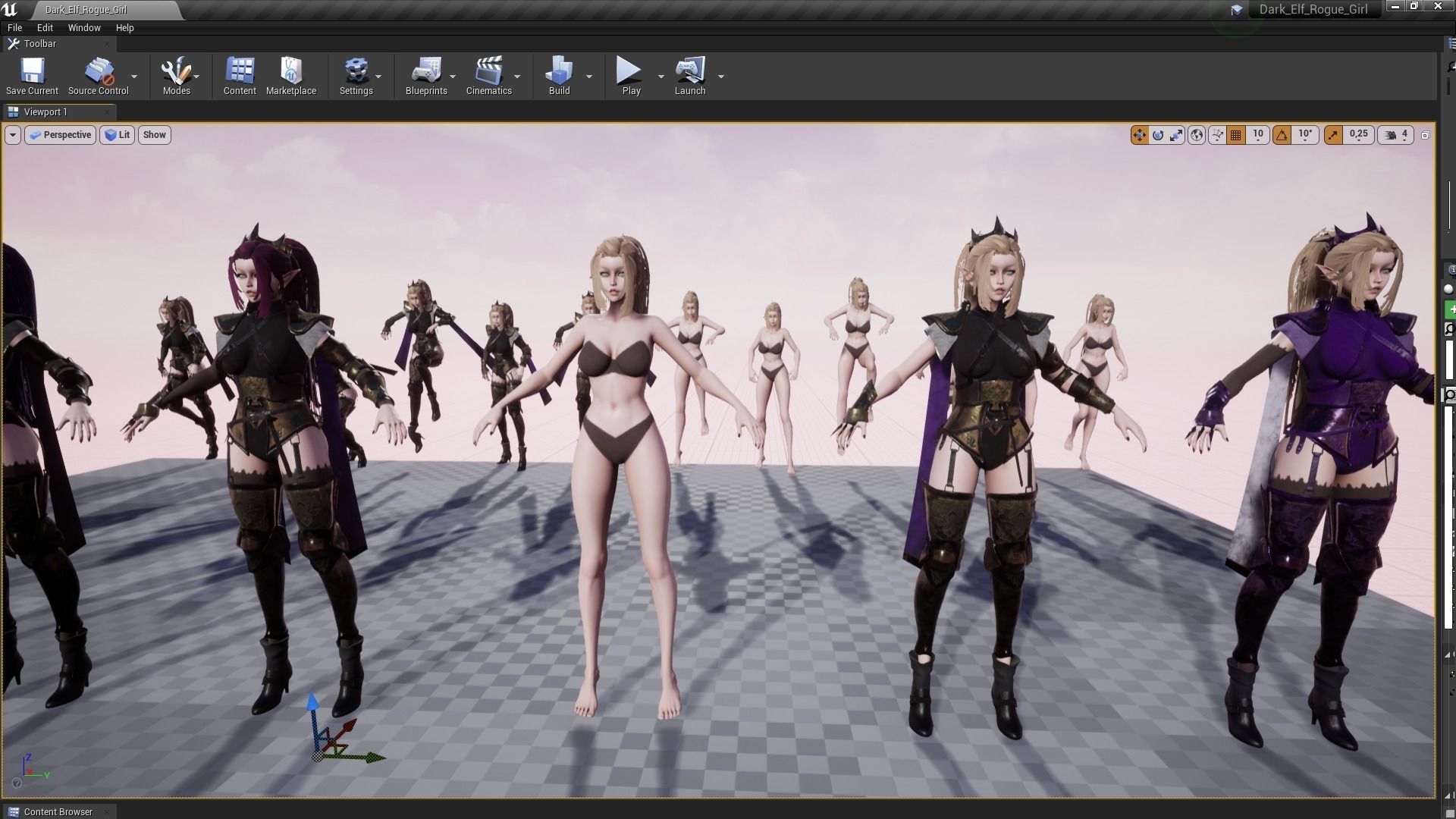 Dark Elf Rogue Girl Low-poly 3D model_10