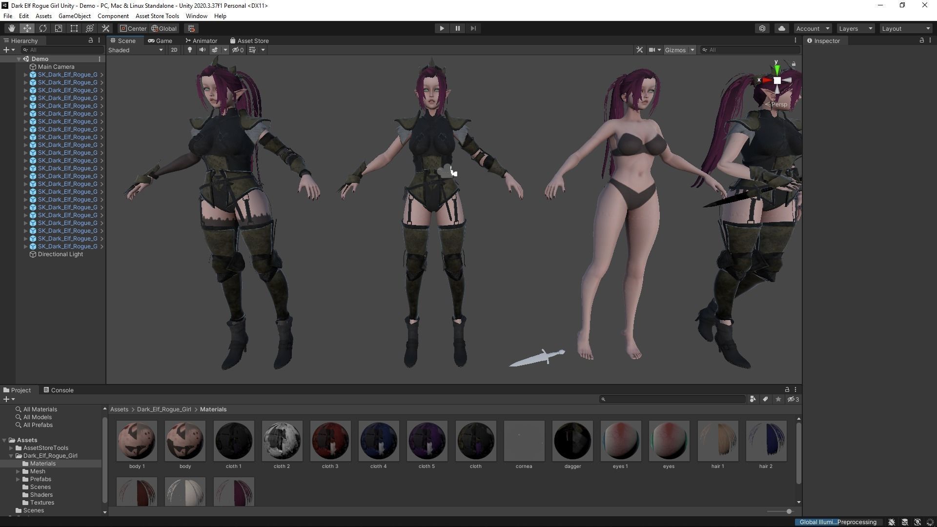 Dark Elf Rogue Girl Low-poly 3D model_16