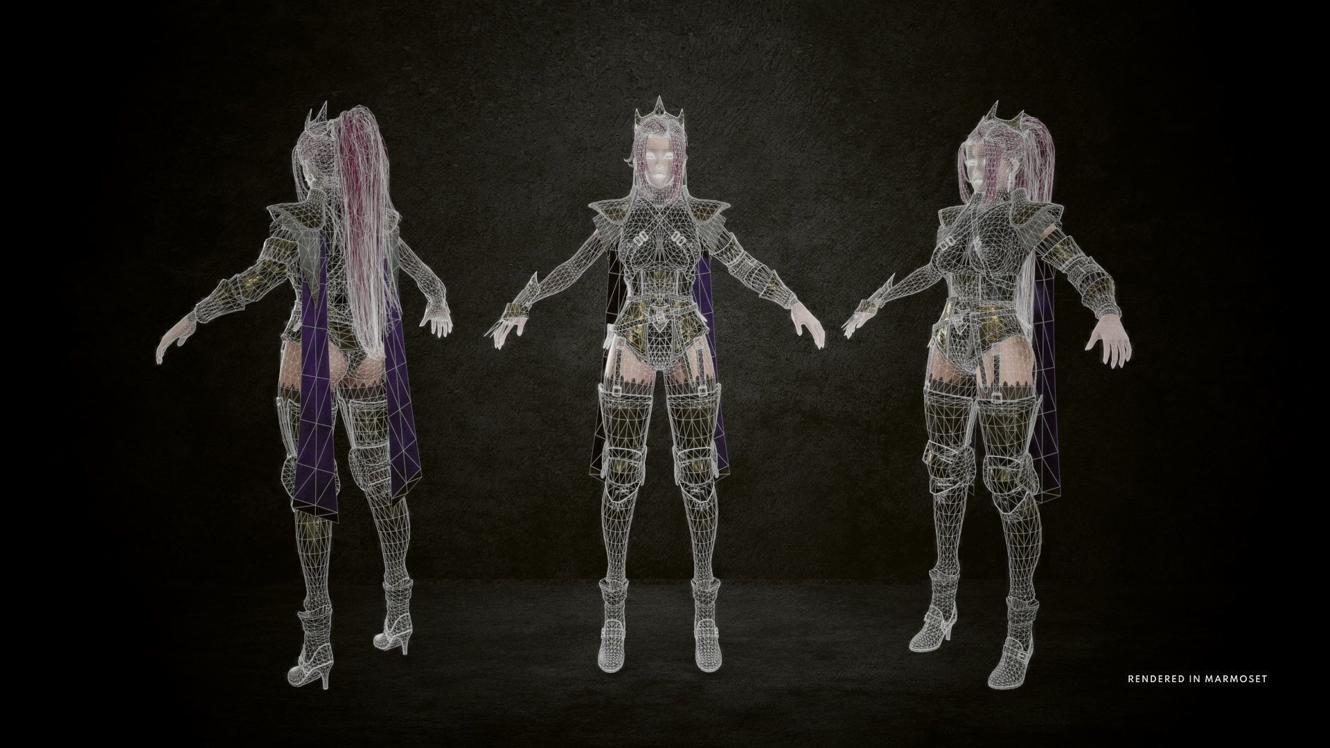 Dark Elf Rogue Girl Low-poly 3D model_4