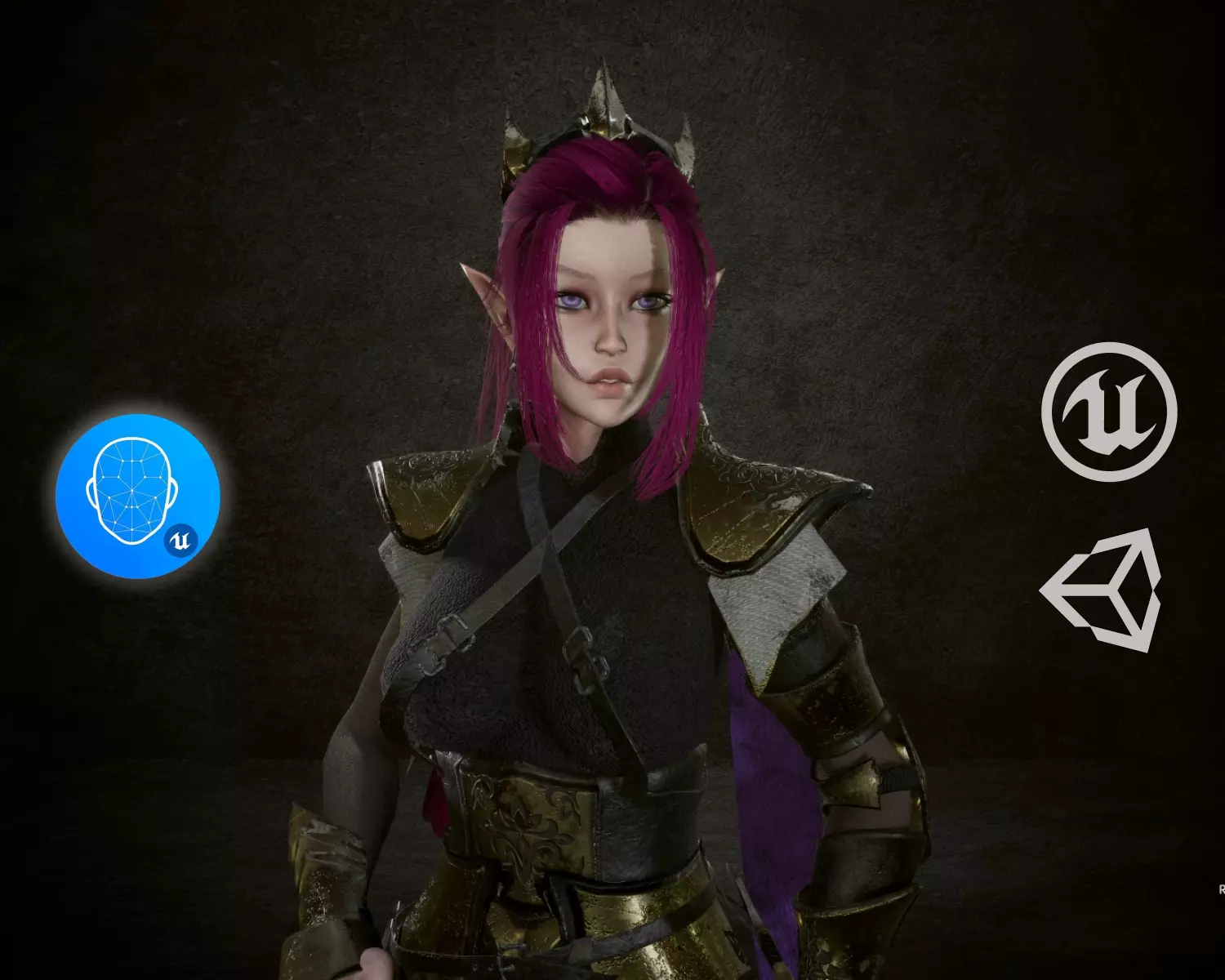 Dark Elf Rogue Girl Low-poly 3D model_0