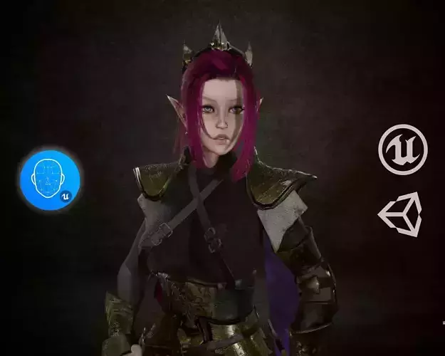 Dark Elf Rogue Girl Low-poly 3D model