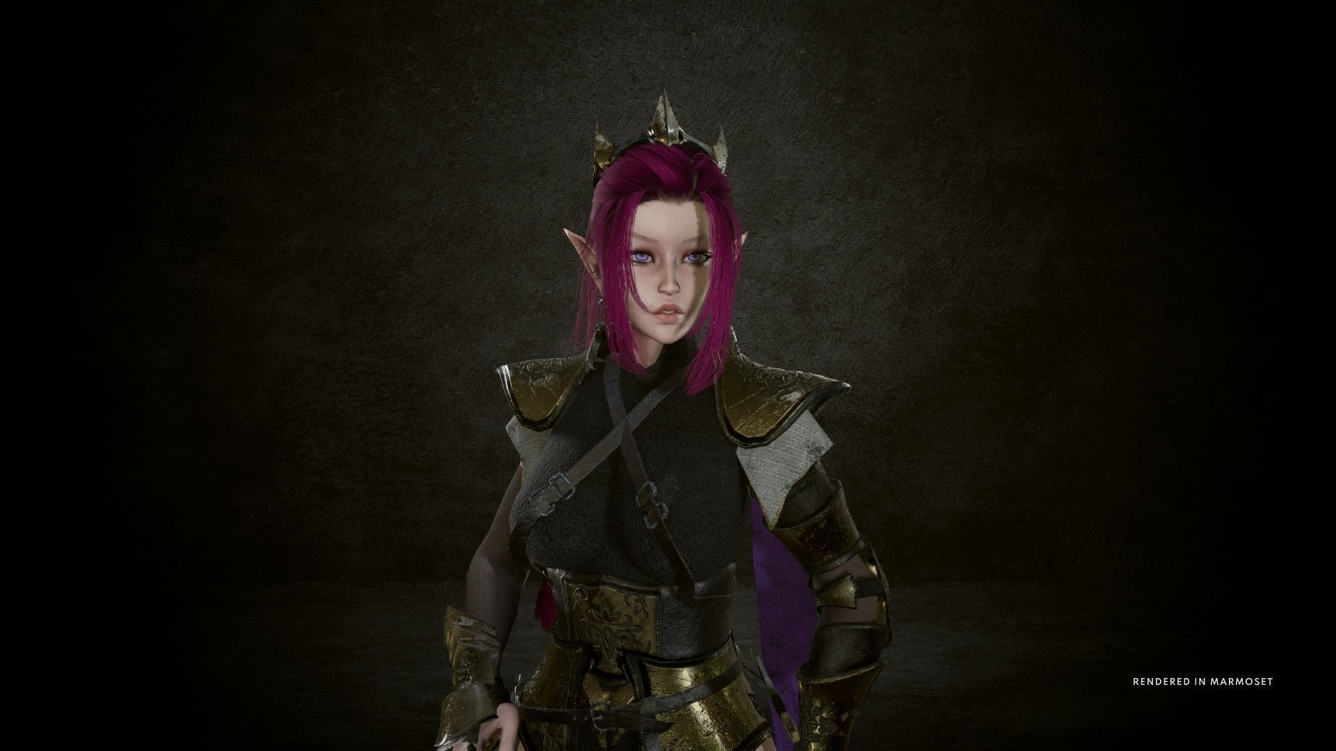 Dark Elf Rogue Girl Low-poly 3D model_6