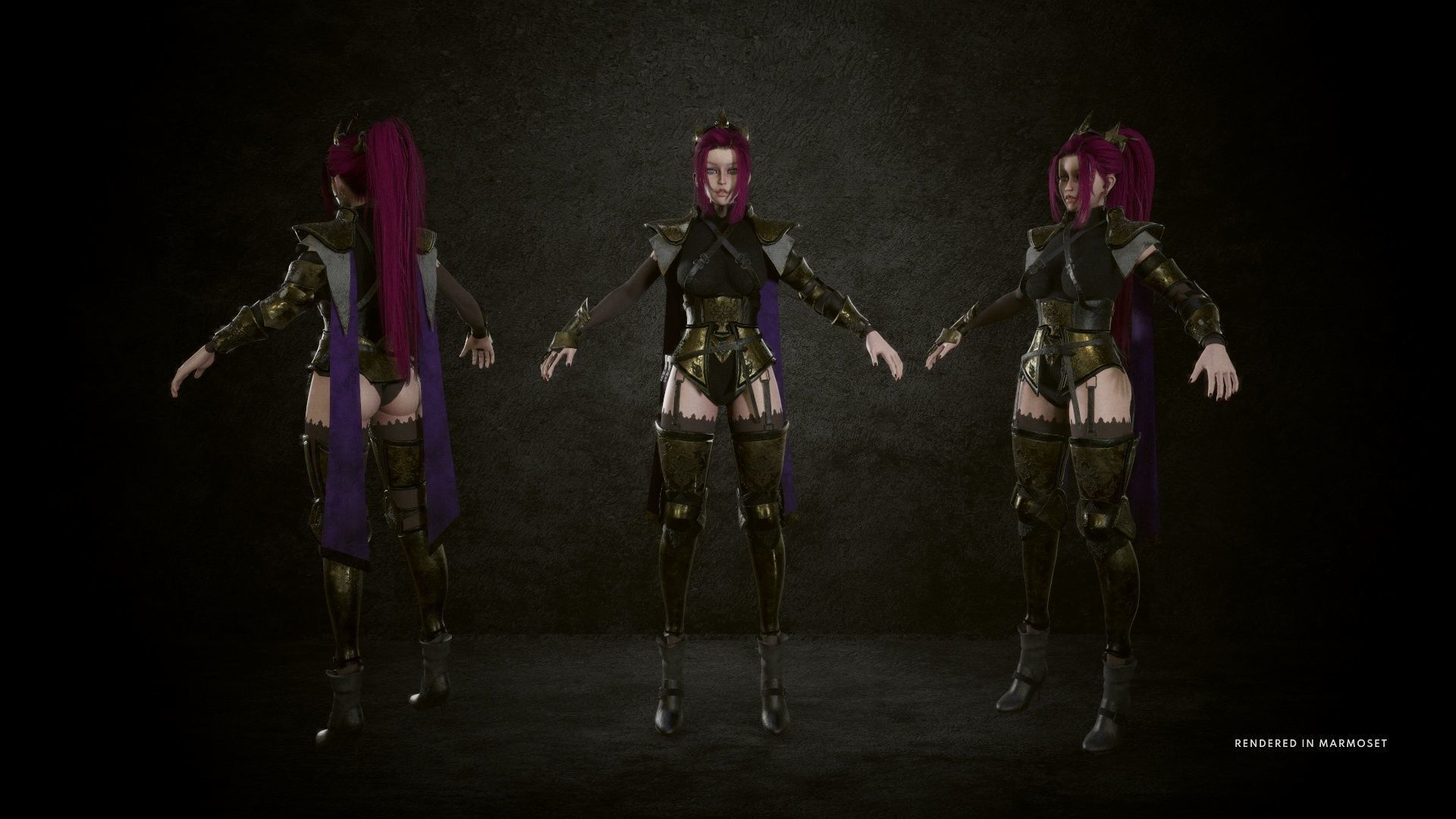 Dark Elf Rogue Girl Low-poly 3D model_3