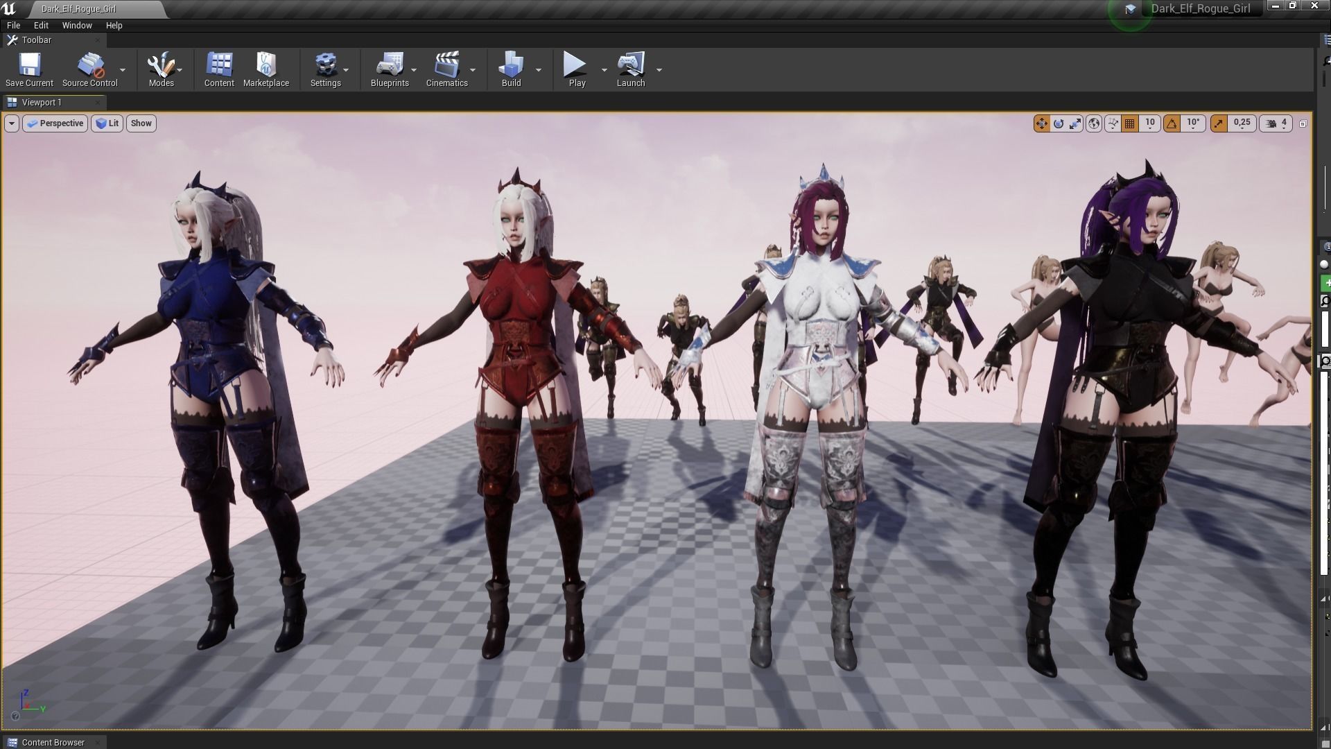 Dark Elf Rogue Girl Low-poly 3D model_9