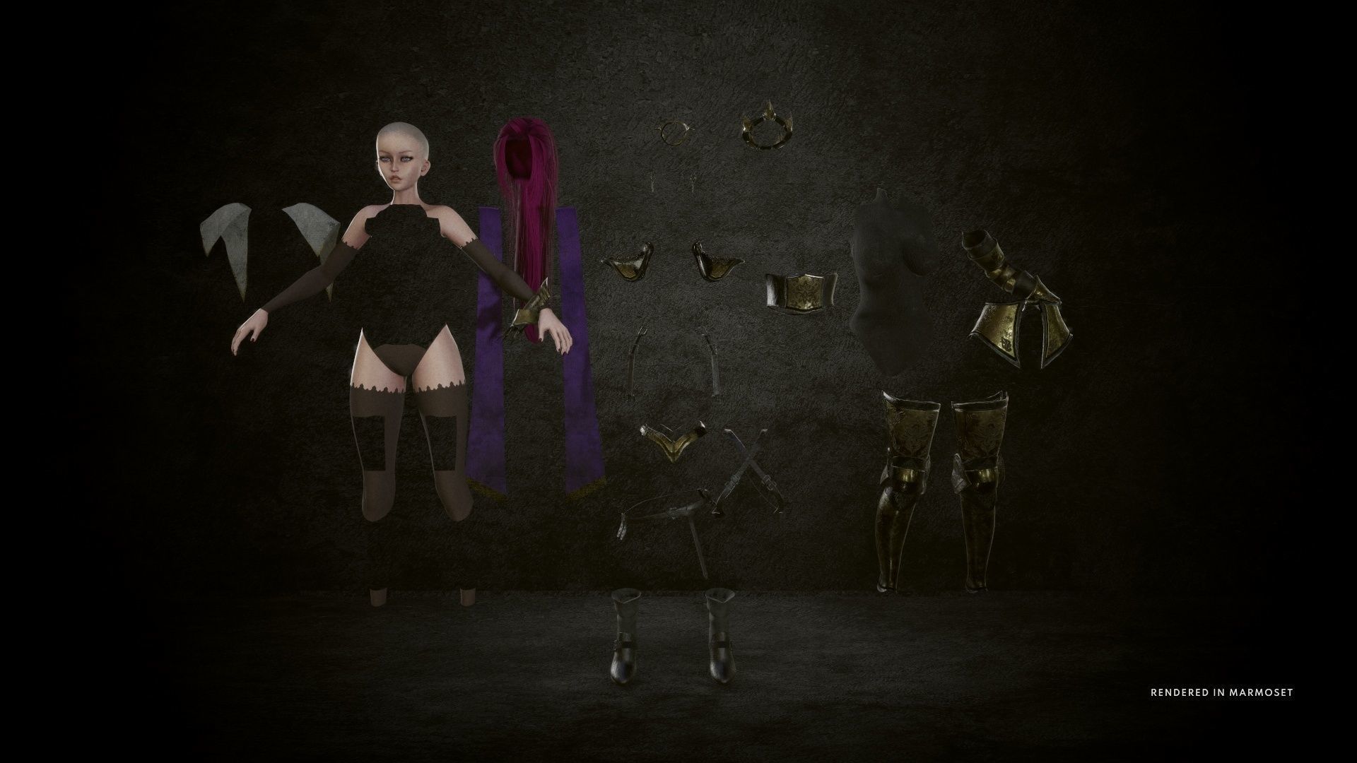 Dark Elf Rogue Girl Low-poly 3D model_5