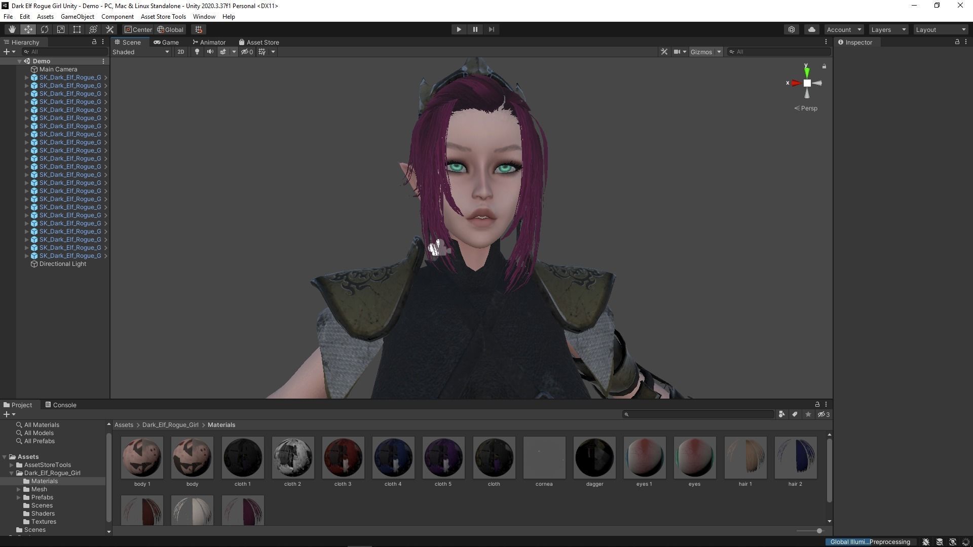 Dark Elf Rogue Girl Low-poly 3D model_17