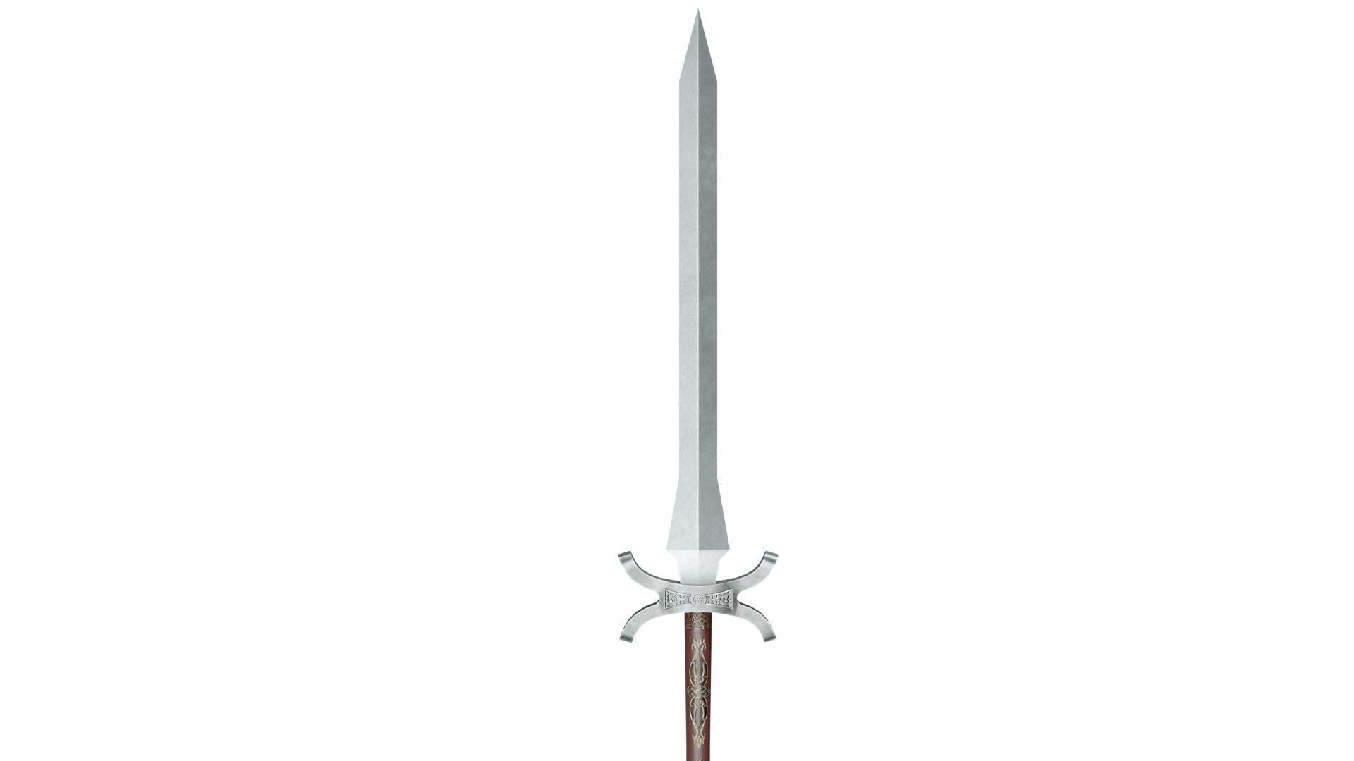 Double sword Low-poly 3D model_4