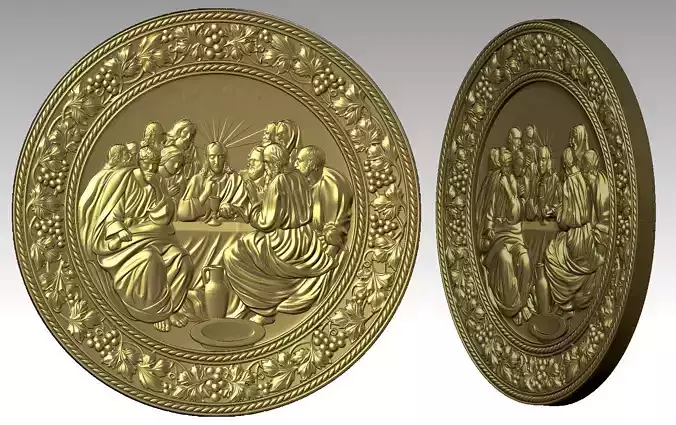 The Last Supper Jesus Christ and  Apostles Round-Relief