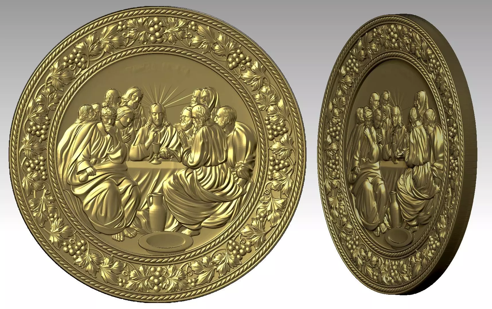 The Last Supper Jesus Christ and  Apostles Round-Relief 3D print model_0