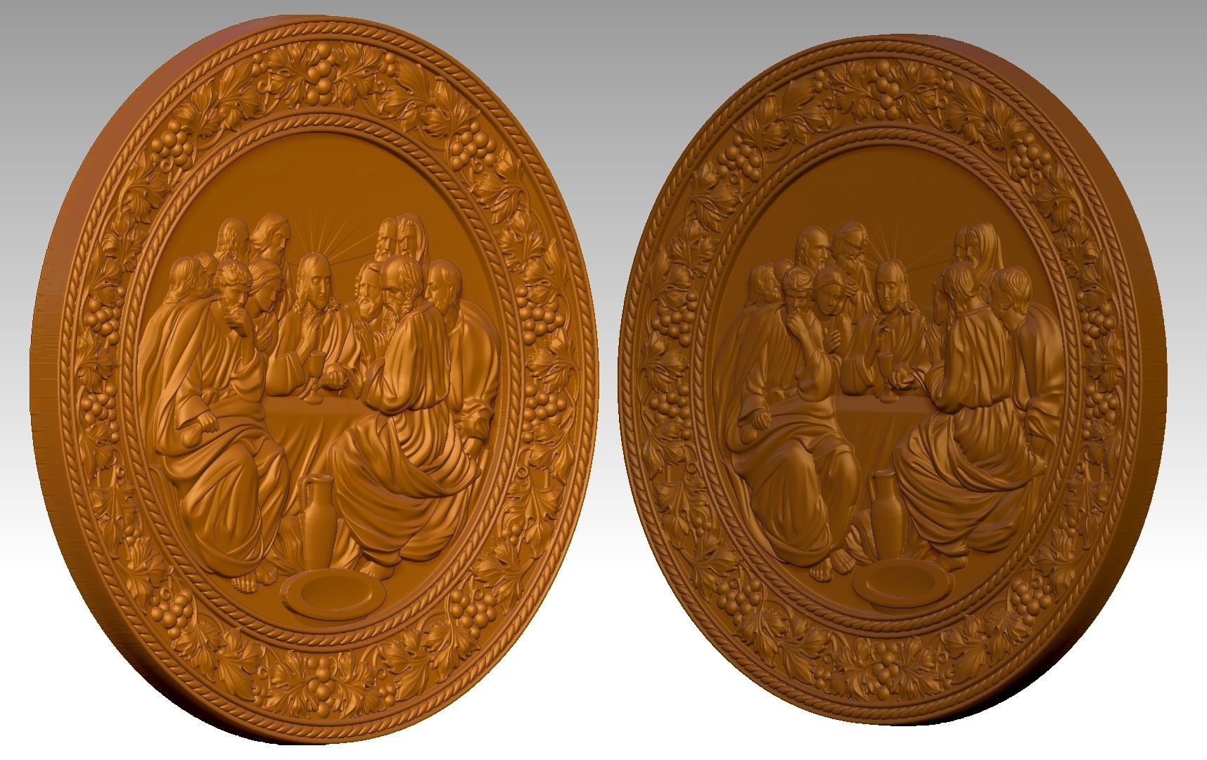 The Last Supper Jesus Christ and  Apostles Round-Relief 3D print model_4