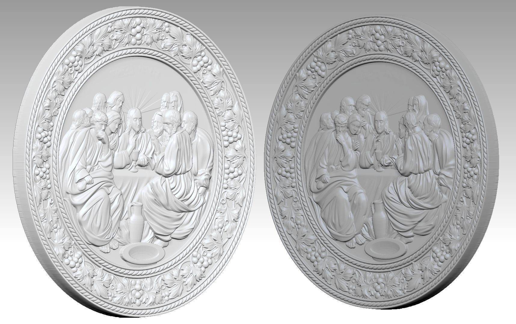 The Last Supper Jesus Christ and  Apostles Round-Relief 3D print model_3