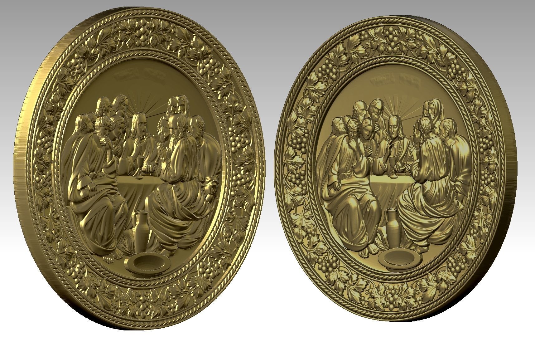 The Last Supper Jesus Christ and  Apostles Round-Relief 3D print model_13