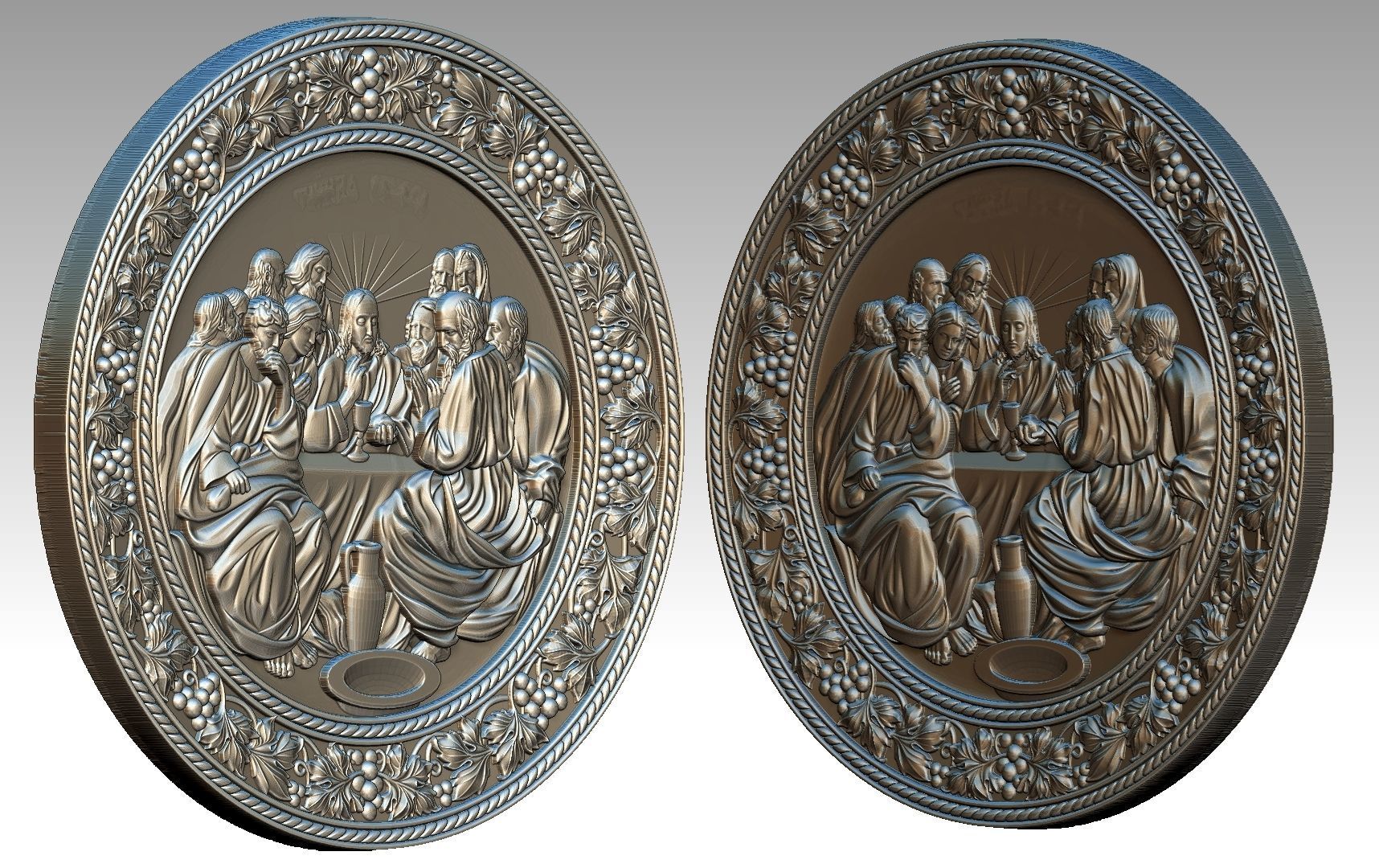 The Last Supper Jesus Christ and  Apostles Round-Relief 3D print model_14