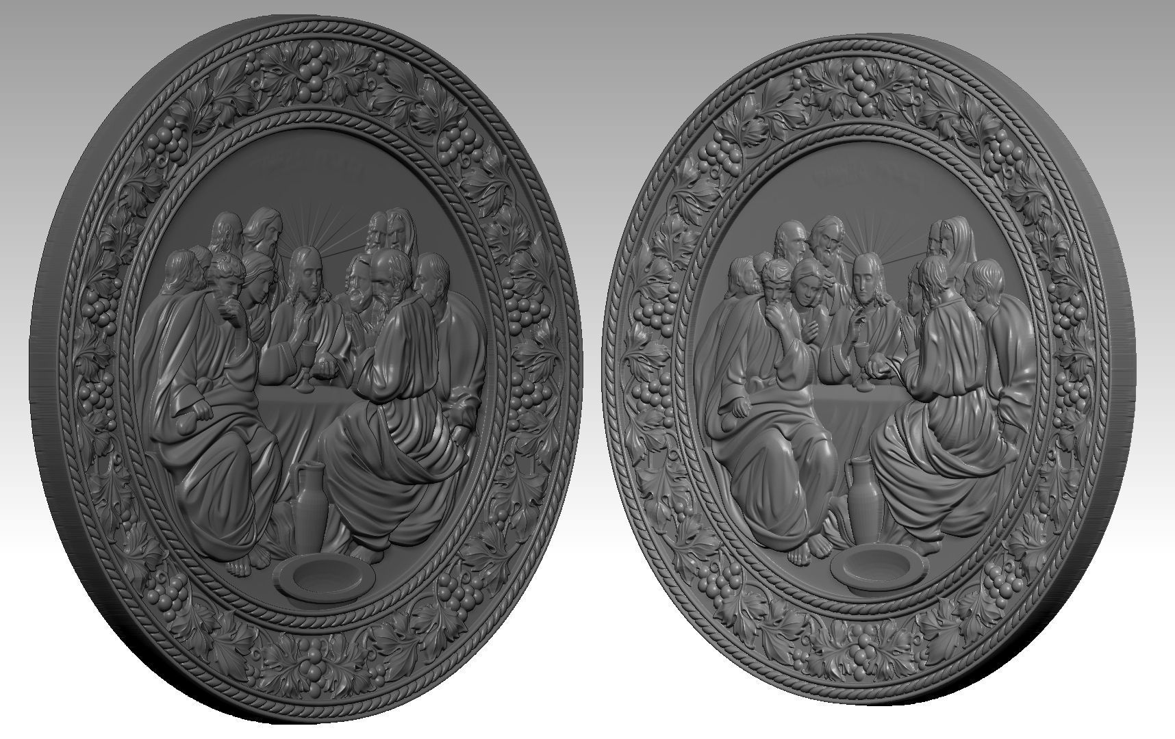The Last Supper Jesus Christ and  Apostles Round-Relief 3D print model_6