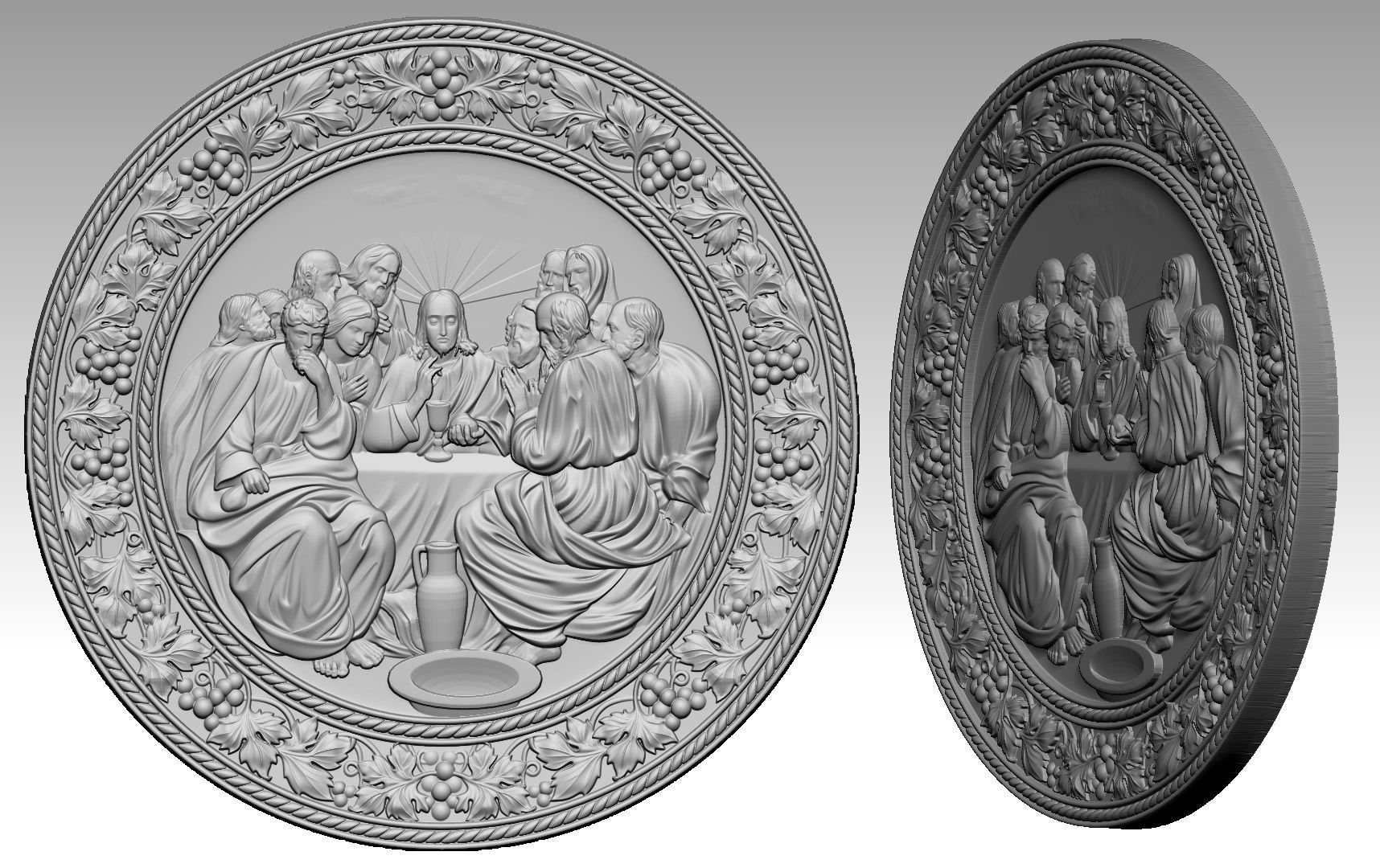 The Last Supper Jesus Christ and  Apostles Round-Relief 3D print model_9