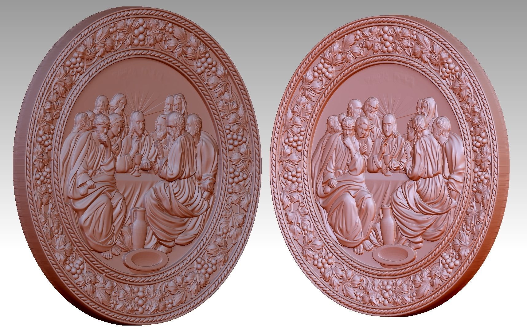 The Last Supper Jesus Christ and  Apostles Round-Relief 3D print model_8