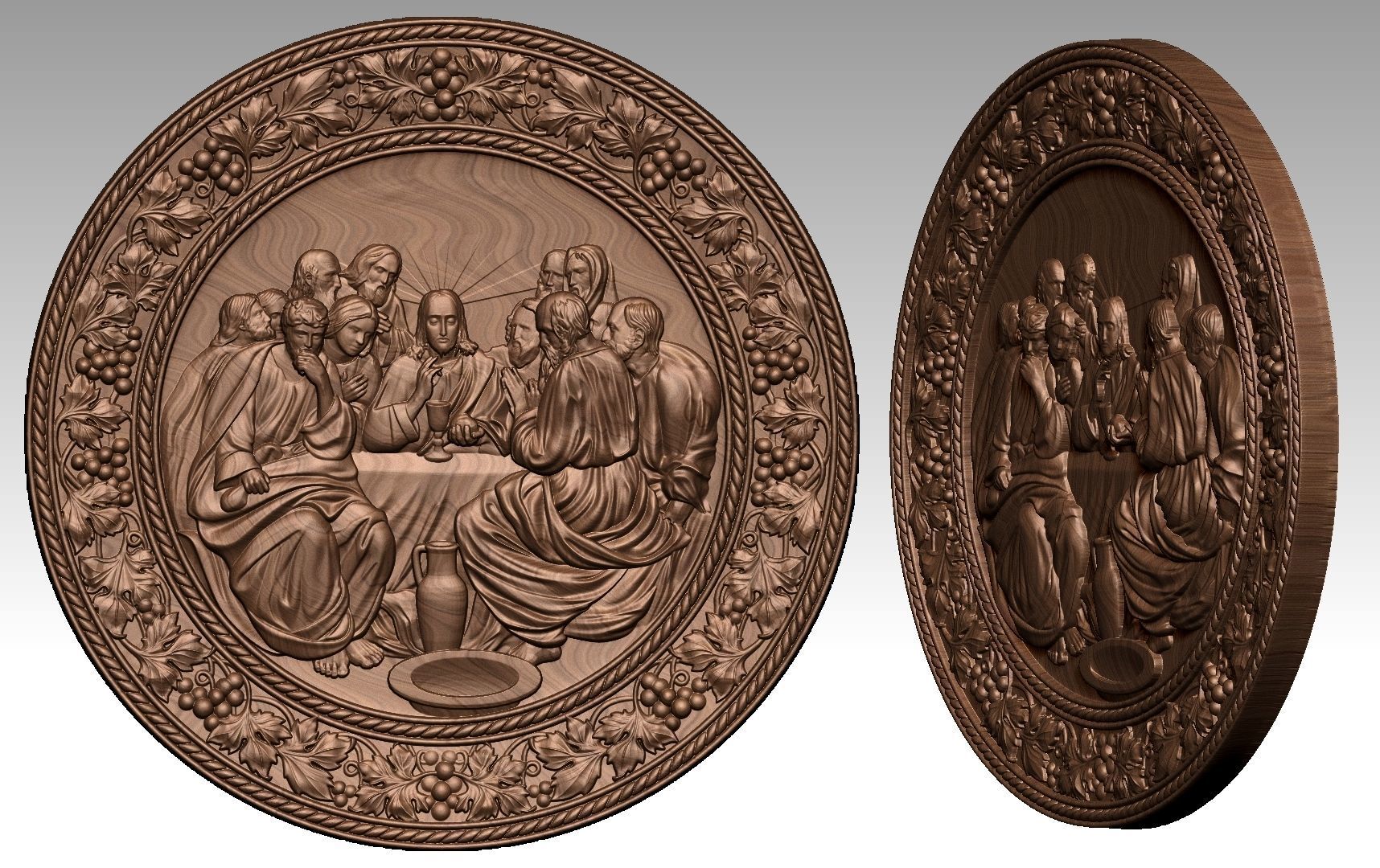The Last Supper Jesus Christ and  Apostles Round-Relief 3D print model_11