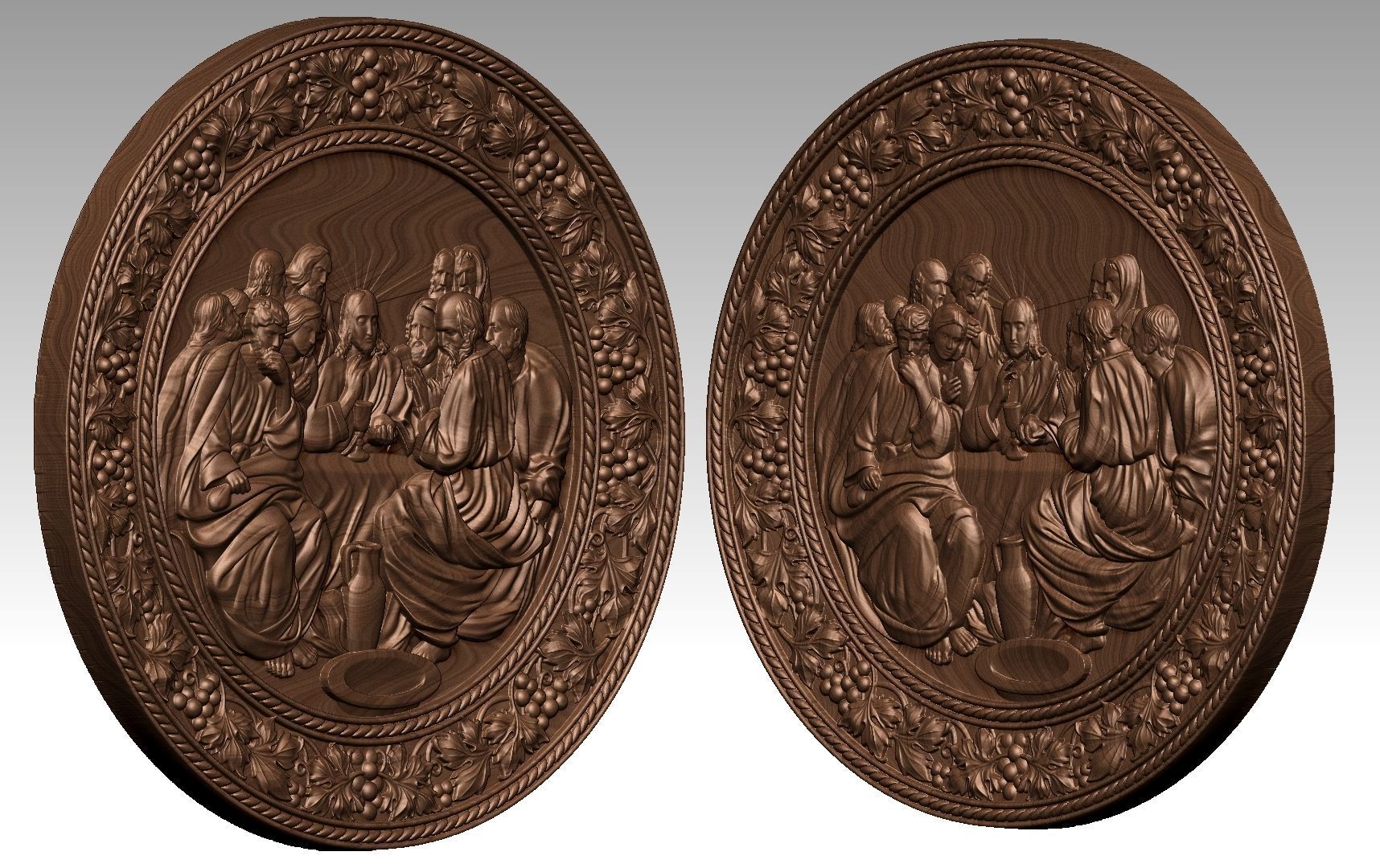 The Last Supper Jesus Christ and  Apostles Round-Relief 3D print model_5