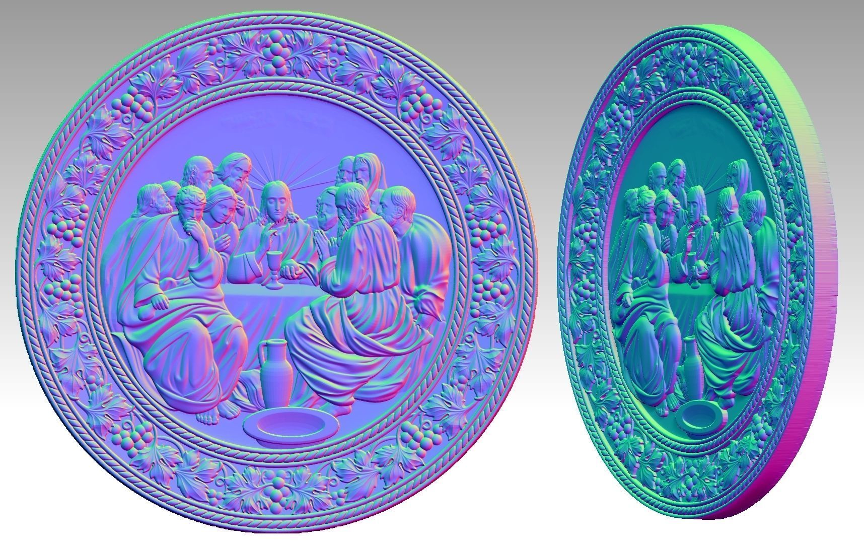 The Last Supper Jesus Christ and  Apostles Round-Relief 3D print model_12