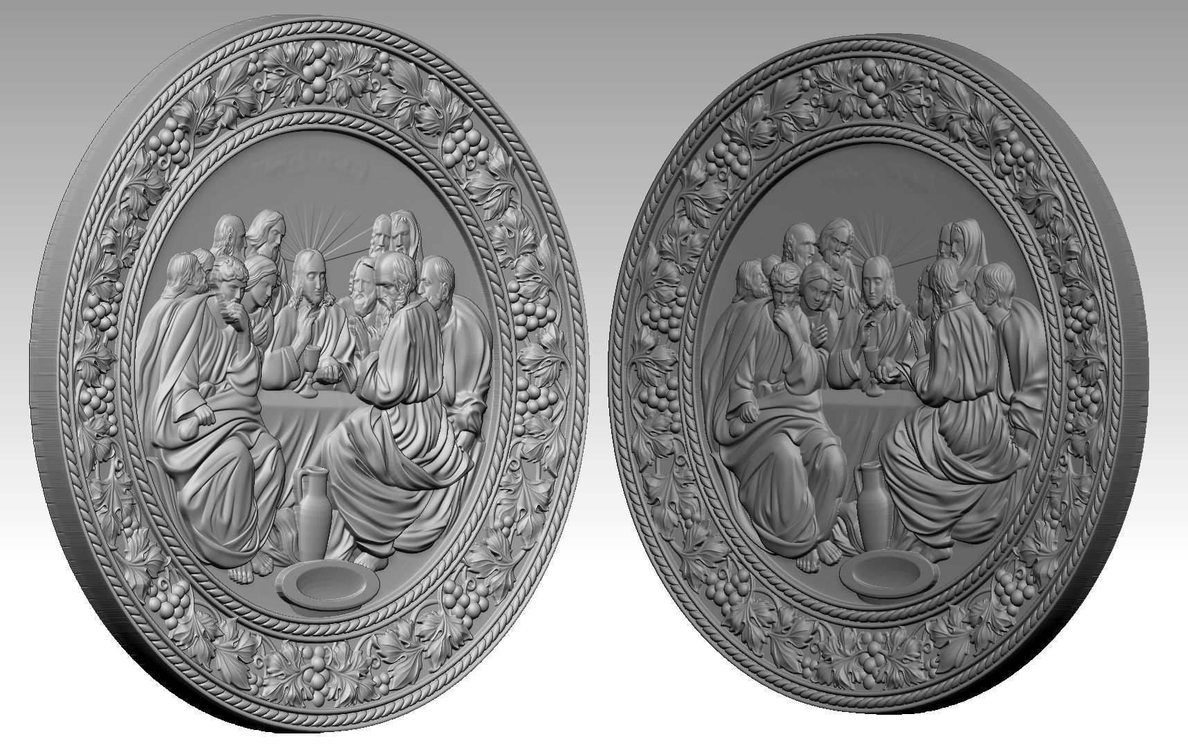 The Last Supper Jesus Christ and  Apostles Round-Relief 3D print model_15