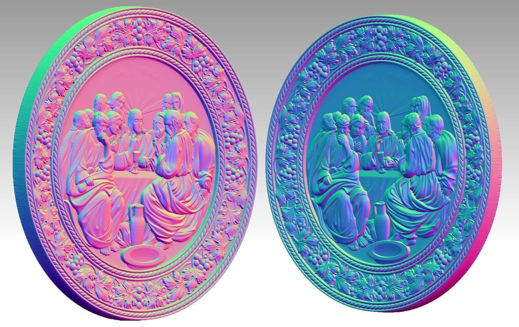The Last Supper Jesus Christ and  Apostles Round-Relief 3D print model_2