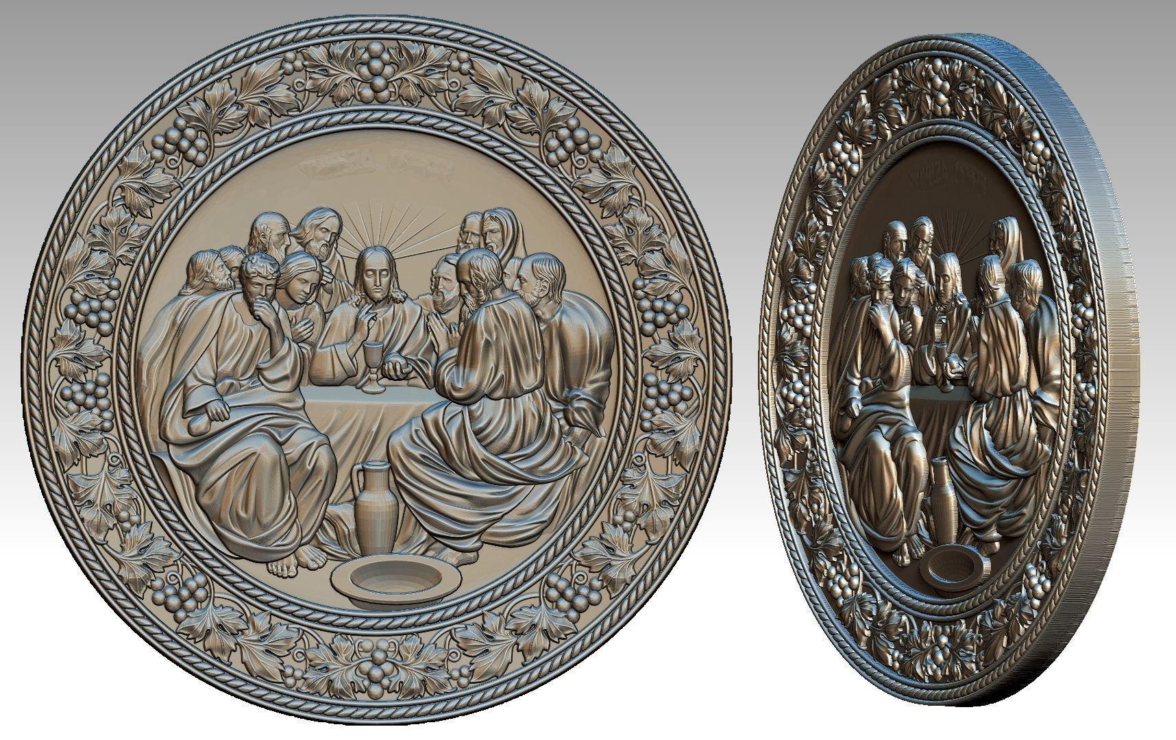 The Last Supper Jesus Christ and  Apostles Round-Relief 3D print model_1