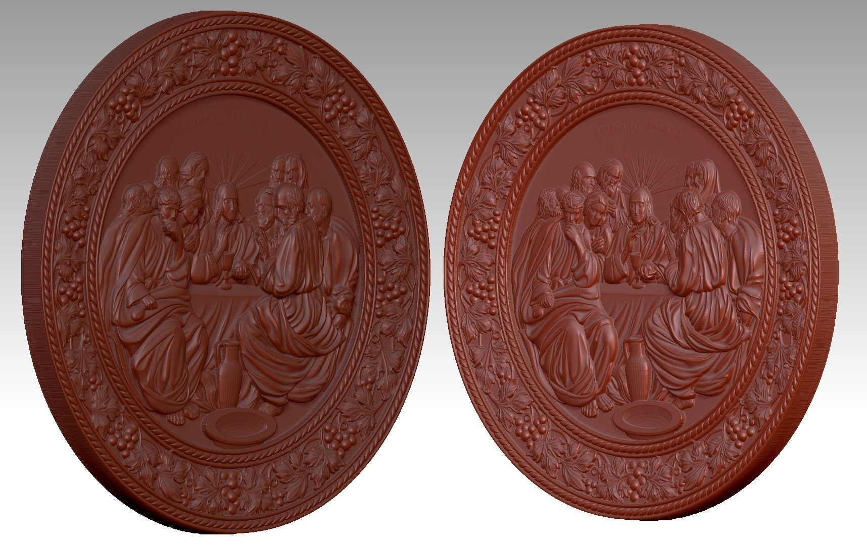 The Last Supper Jesus Christ and  Apostles Round-Relief 3D print model_7